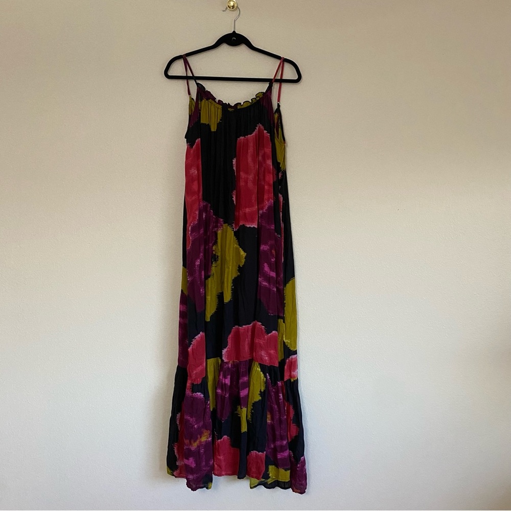 Anthropologie Dress maxi flowy colorful ruffle medium